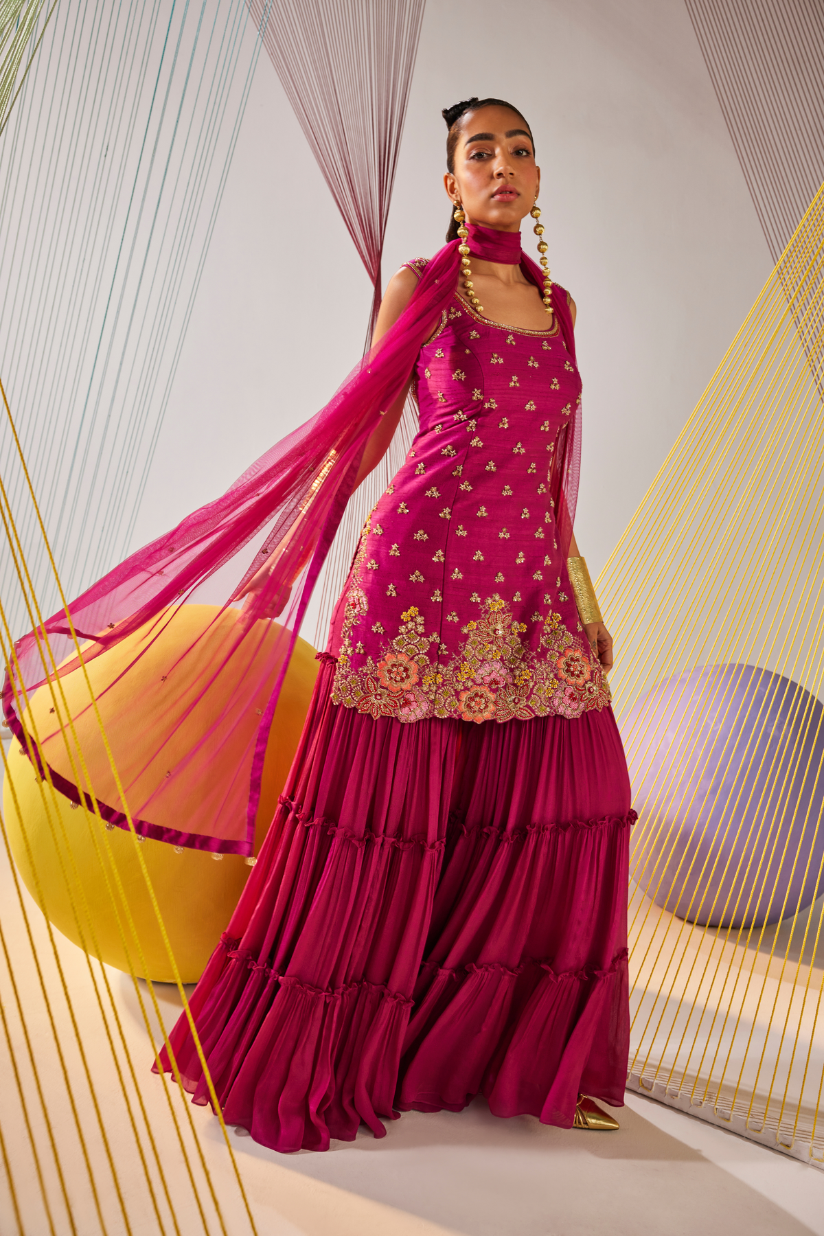 Magenta Pink Tarangita Sharara Set