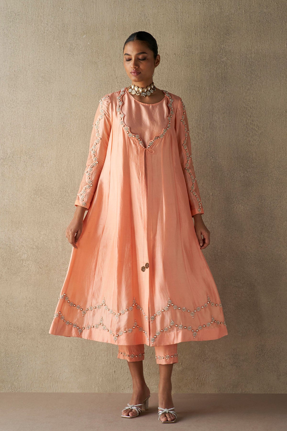 Rafat Coral Anarkali Set