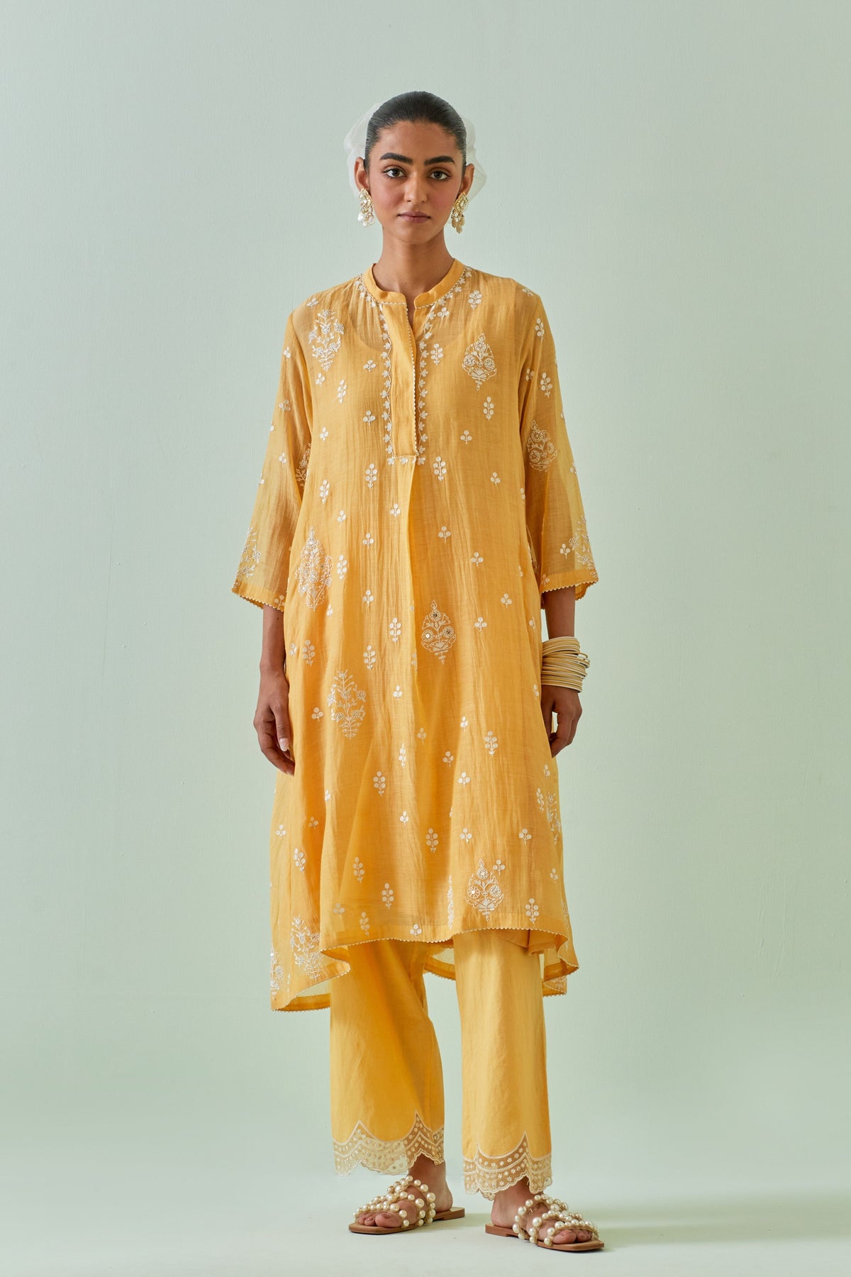 Yellow Dori Embroidery Kurta Set