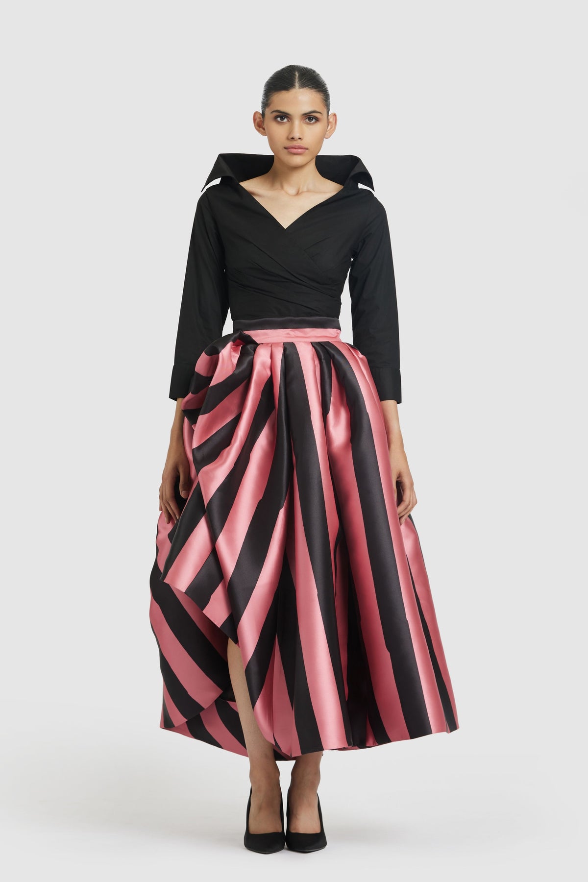 Pink &amp; Black Tea Length Skirt