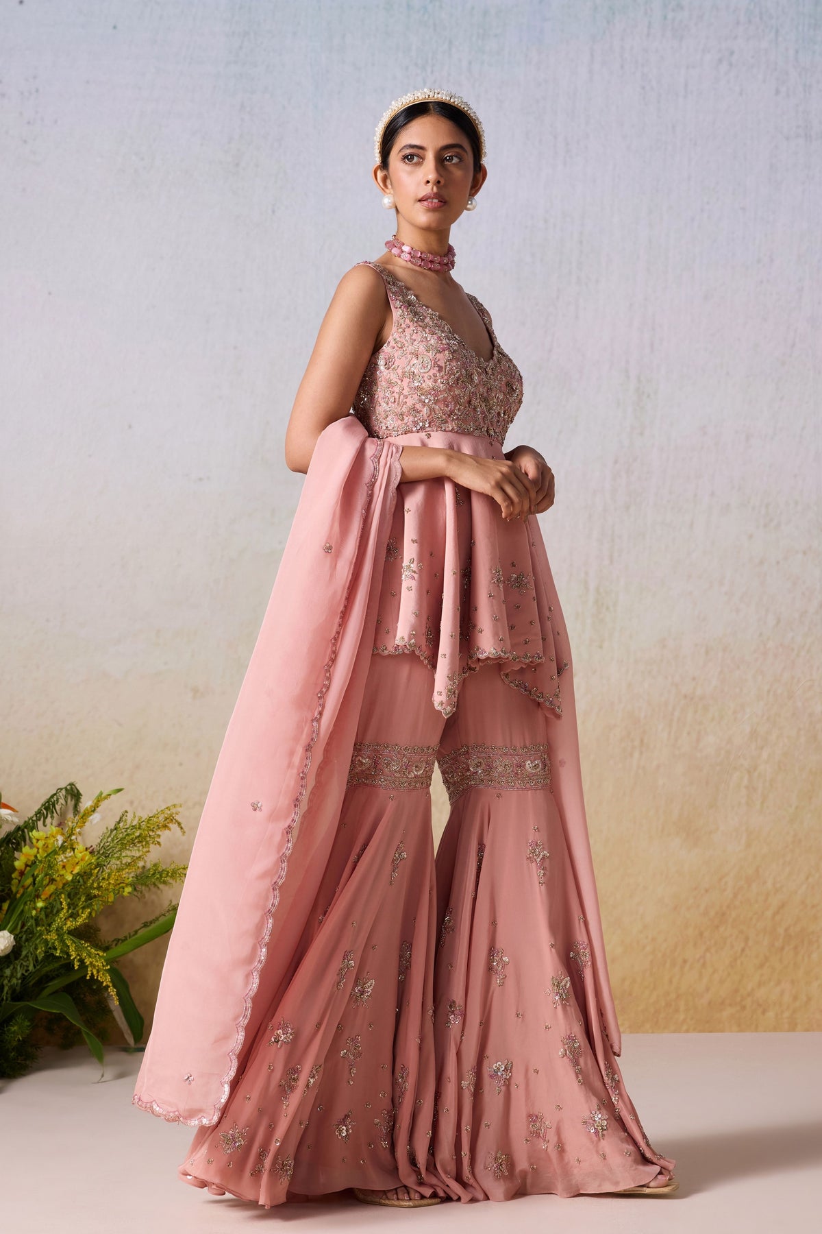 Dusty Rose Sharara Set