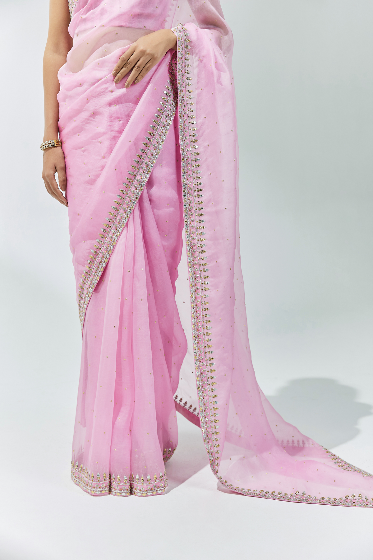 Orchid Pink Embroidered Saree Set