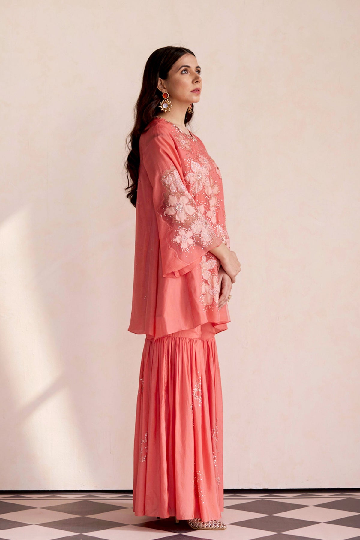 Peach Sharara Set