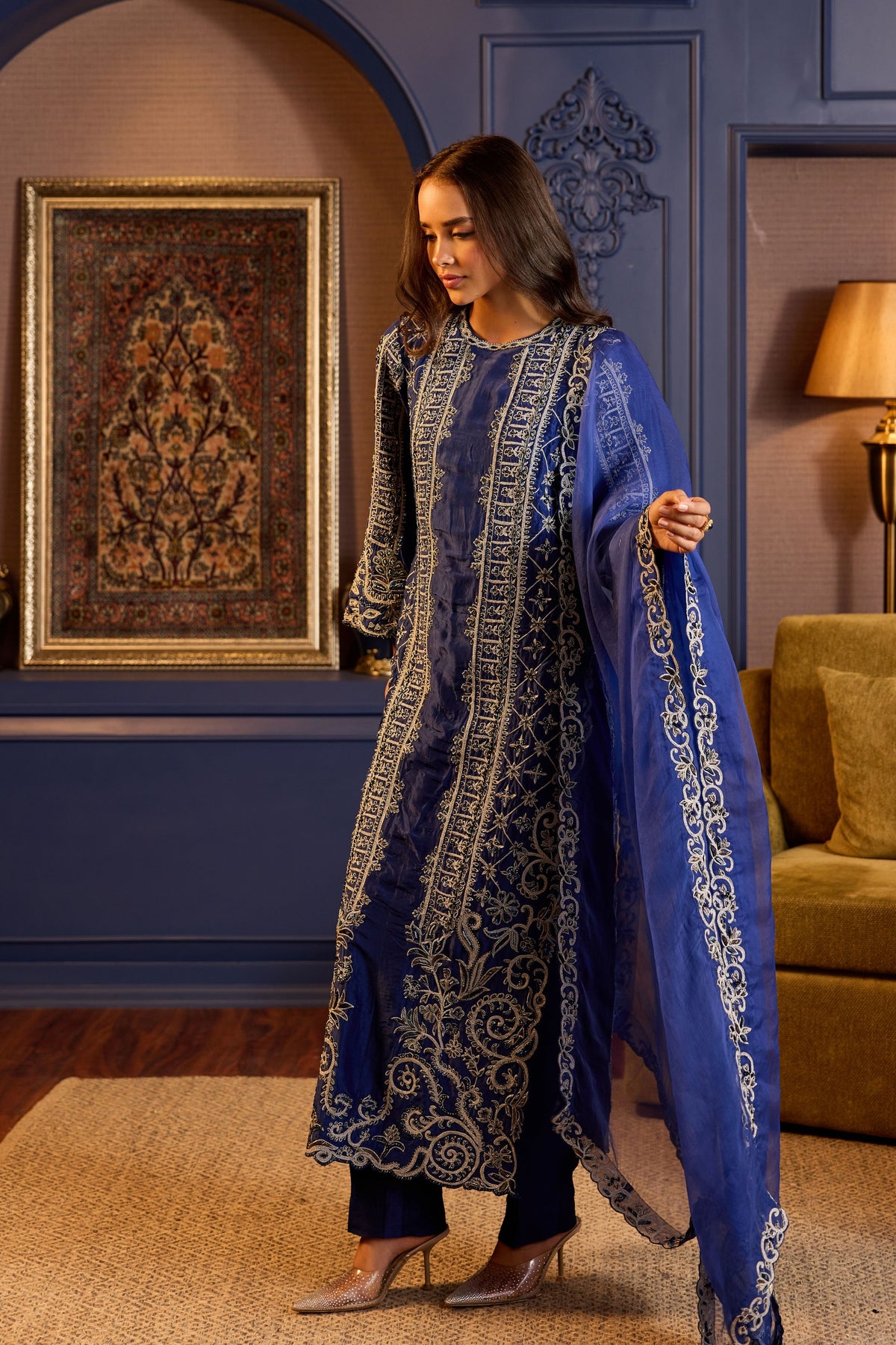 Stunning Blue Silk Pakistani Suit