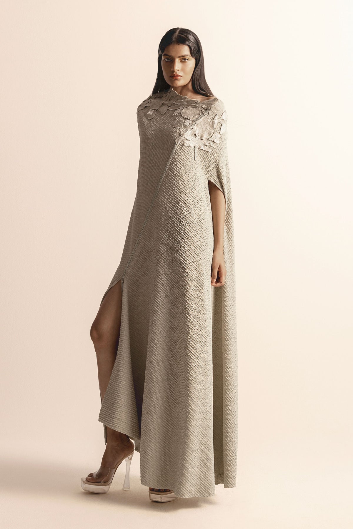 Nadru Asymmetrical Knit Draped Dress