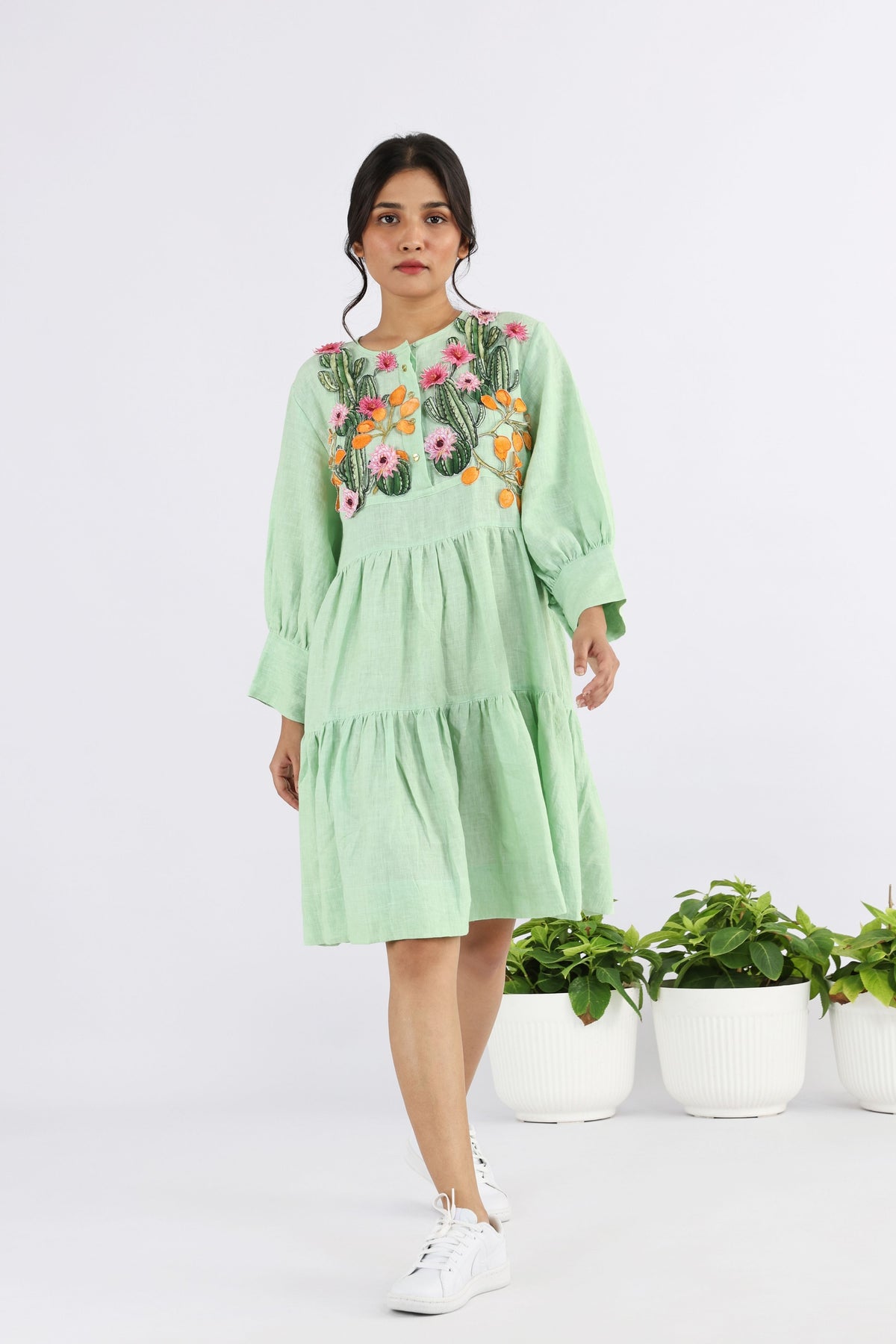 Pale Green Barrel Flare Dress