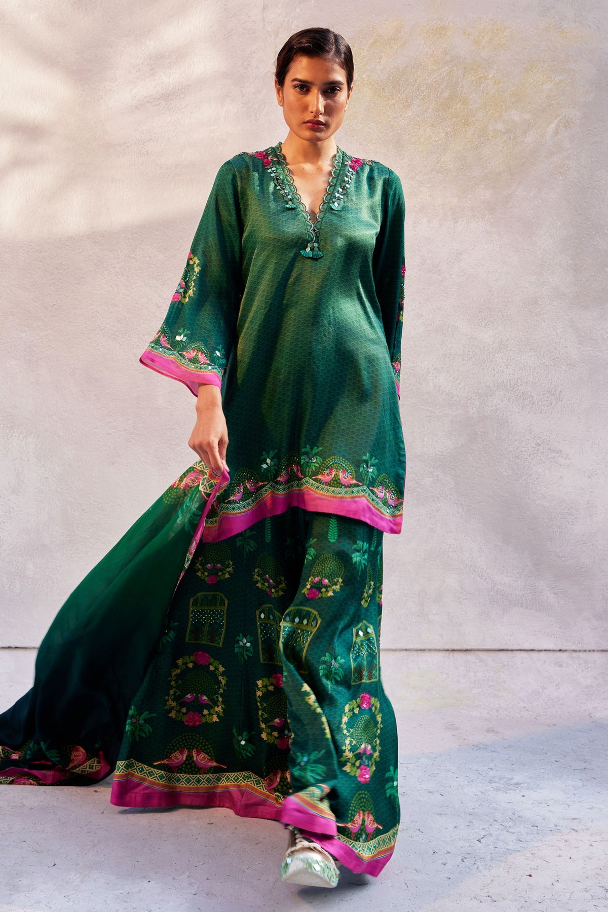 Bottlegreen Printed Sharara Set