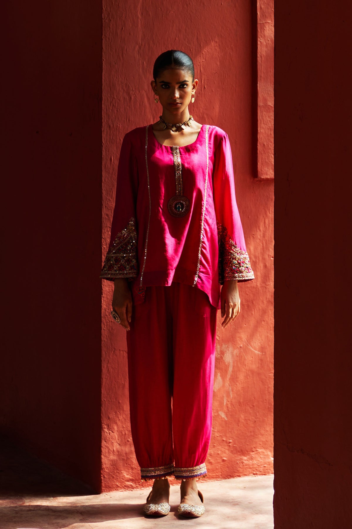 Pink Embroidered Kurta Set