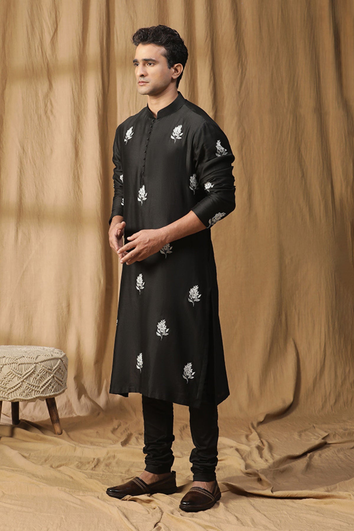 Black Parijaat Kurta Set