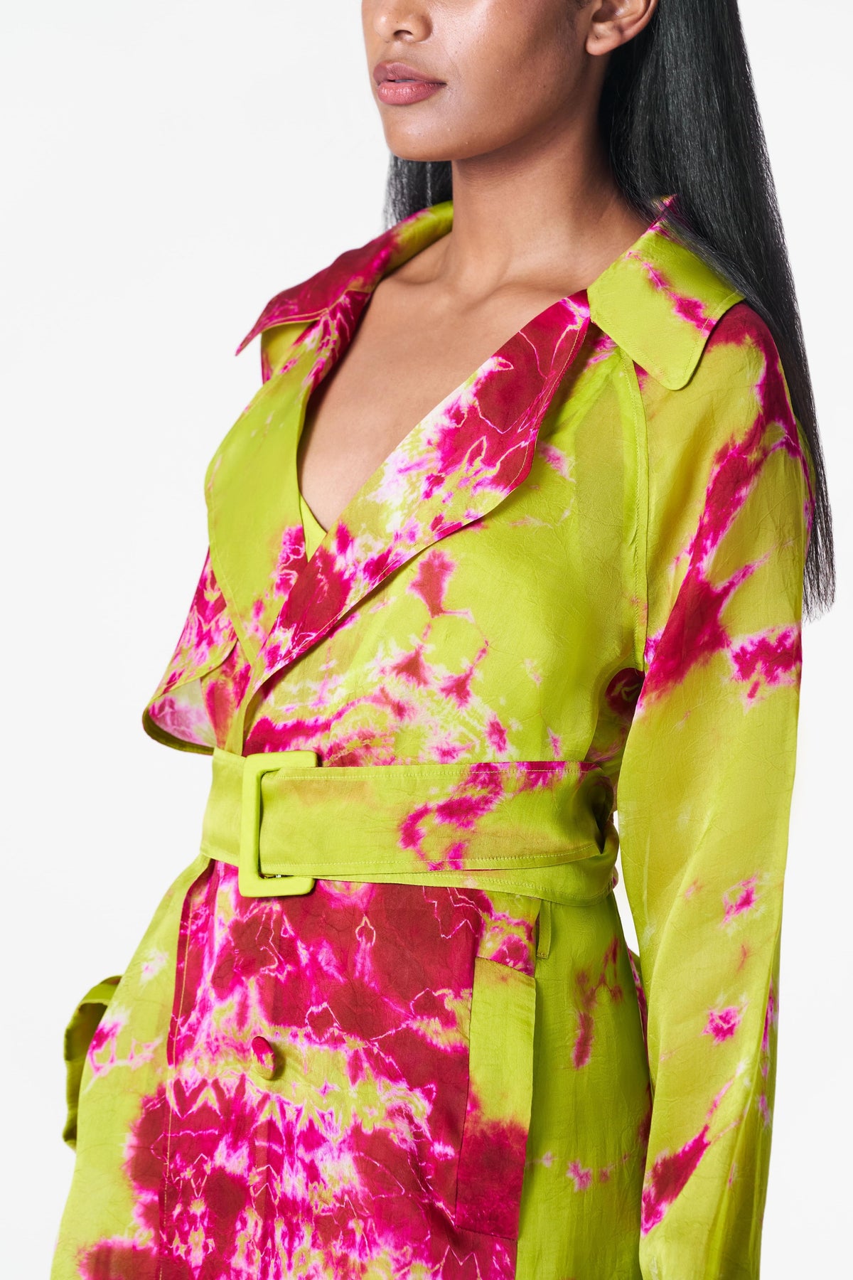 Chartreuse Seas Trench Coat