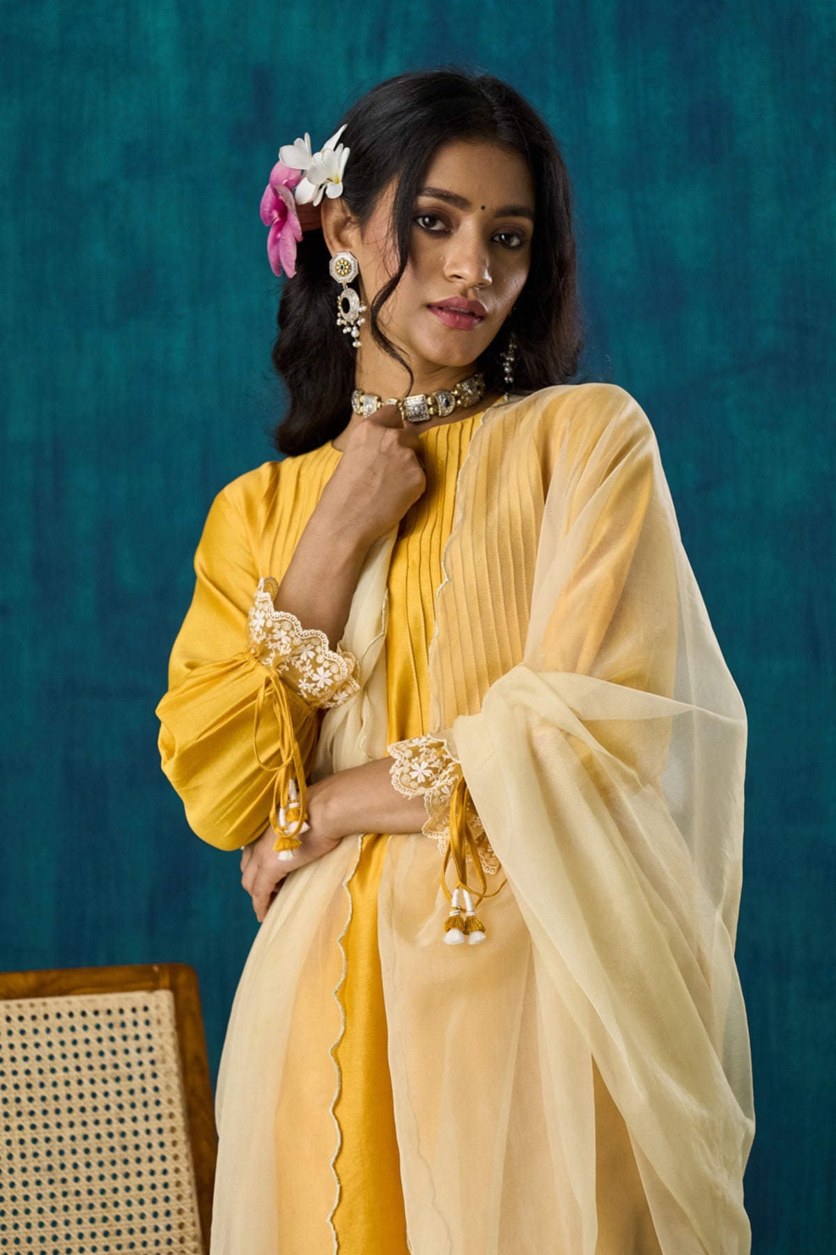 Mango Yellow Flowy Kurta Sets