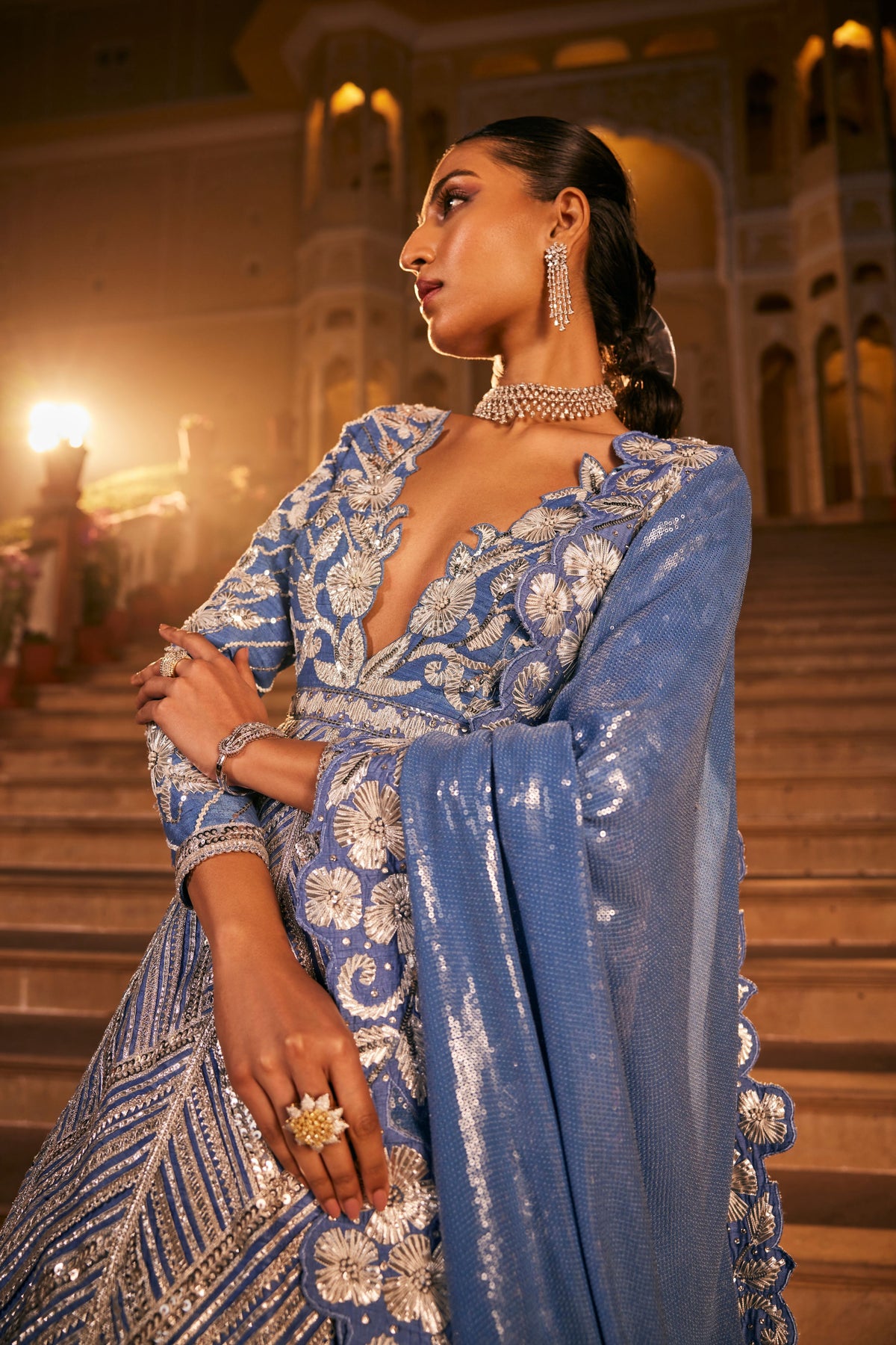 Blue Nivedya Anarkali Set