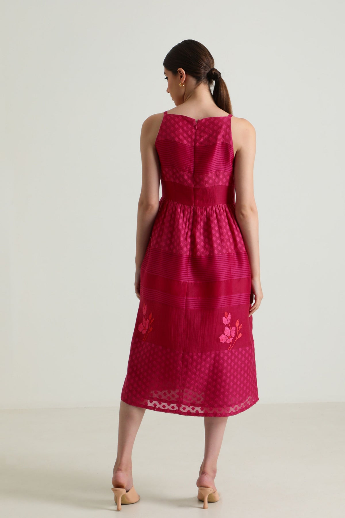 Fuchsia  Embroidery Dress