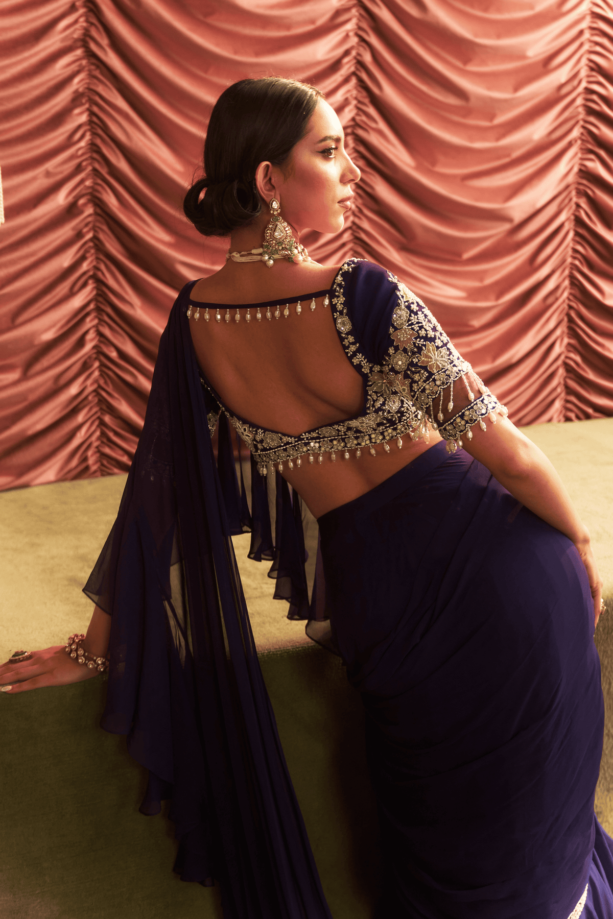 Purple Drape Saree With Choli