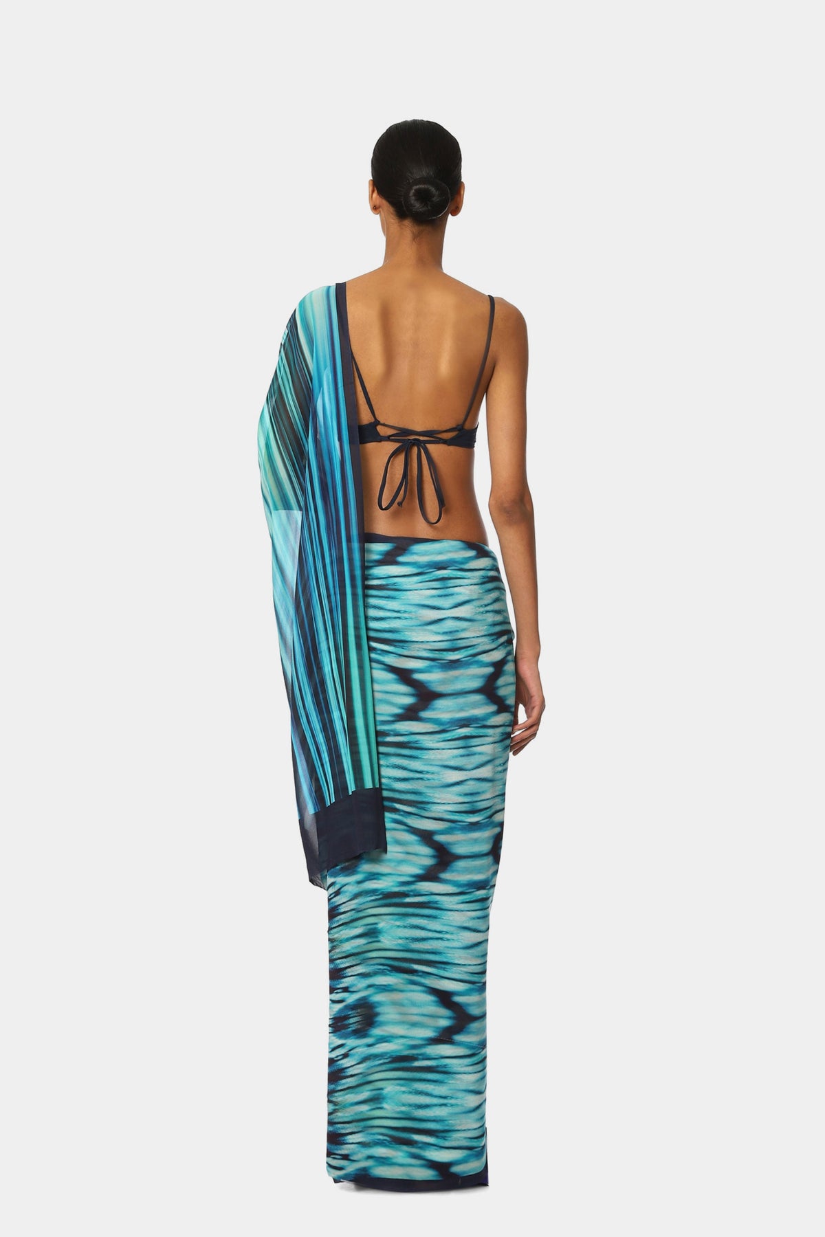 Printed Blue Mist Peacock Saree