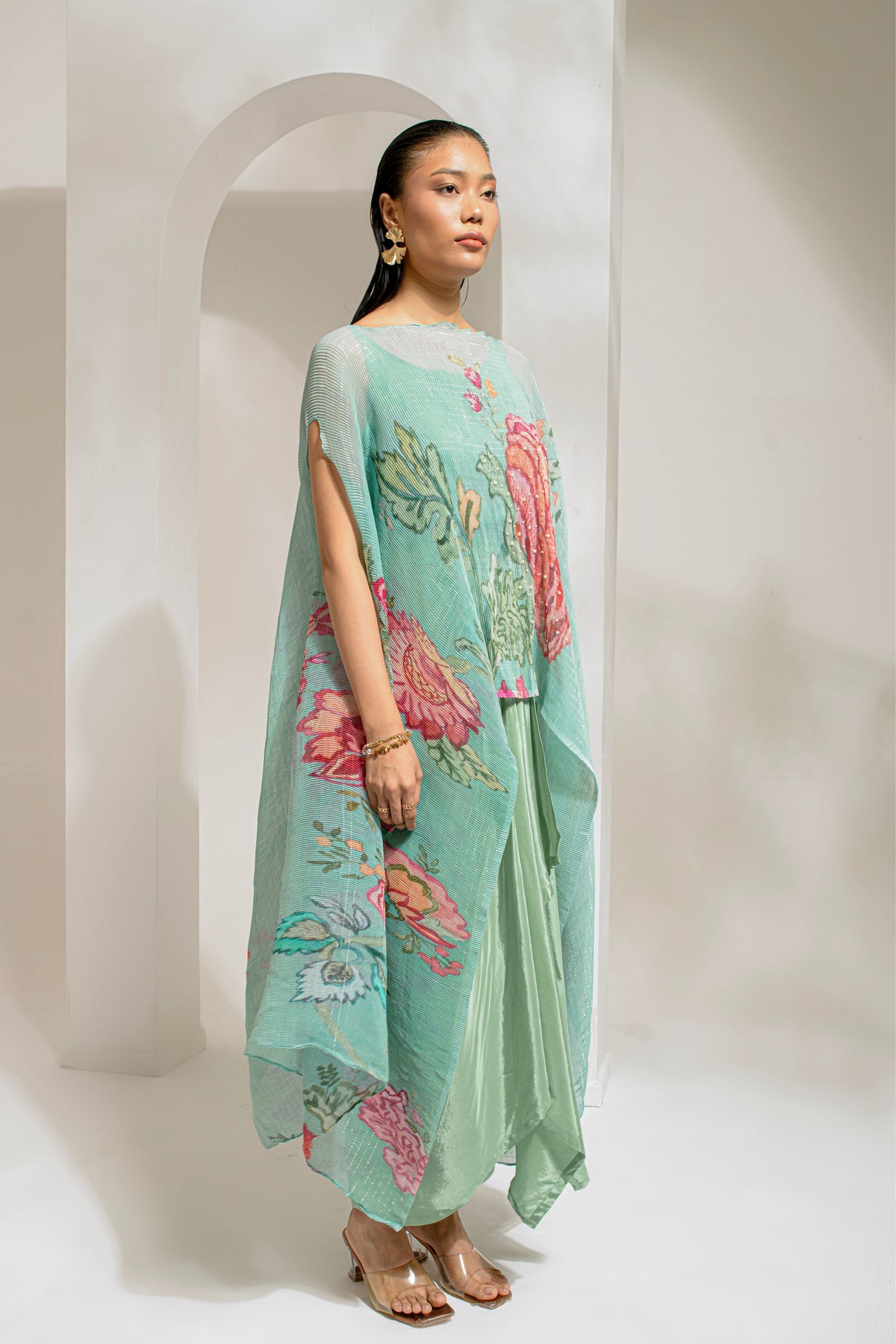 Green Hp Kaftan And Dhoti