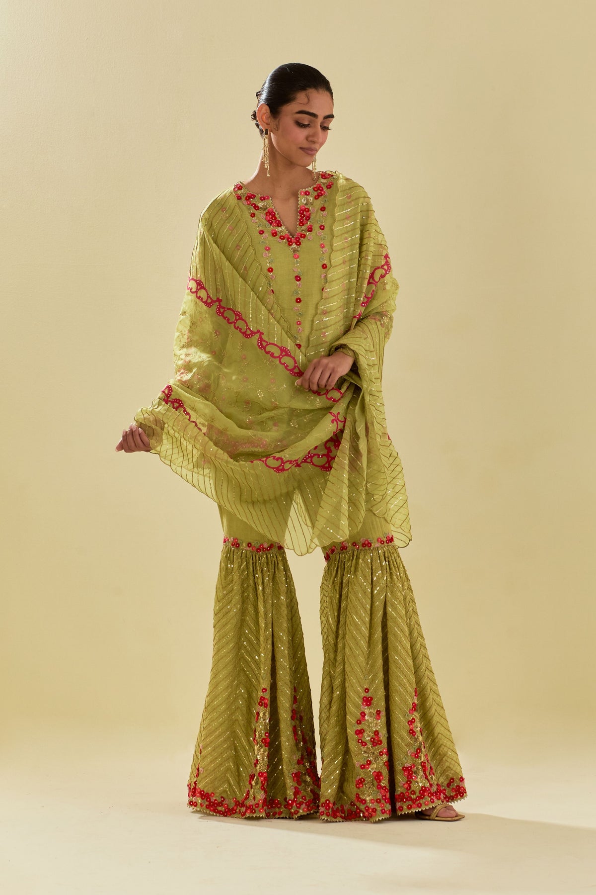 Green Sharara Set