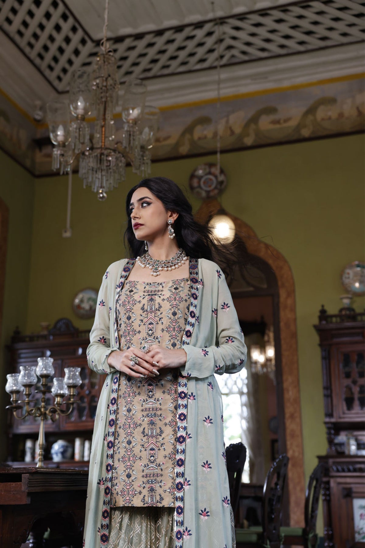 Kurta with Sharara and Cape