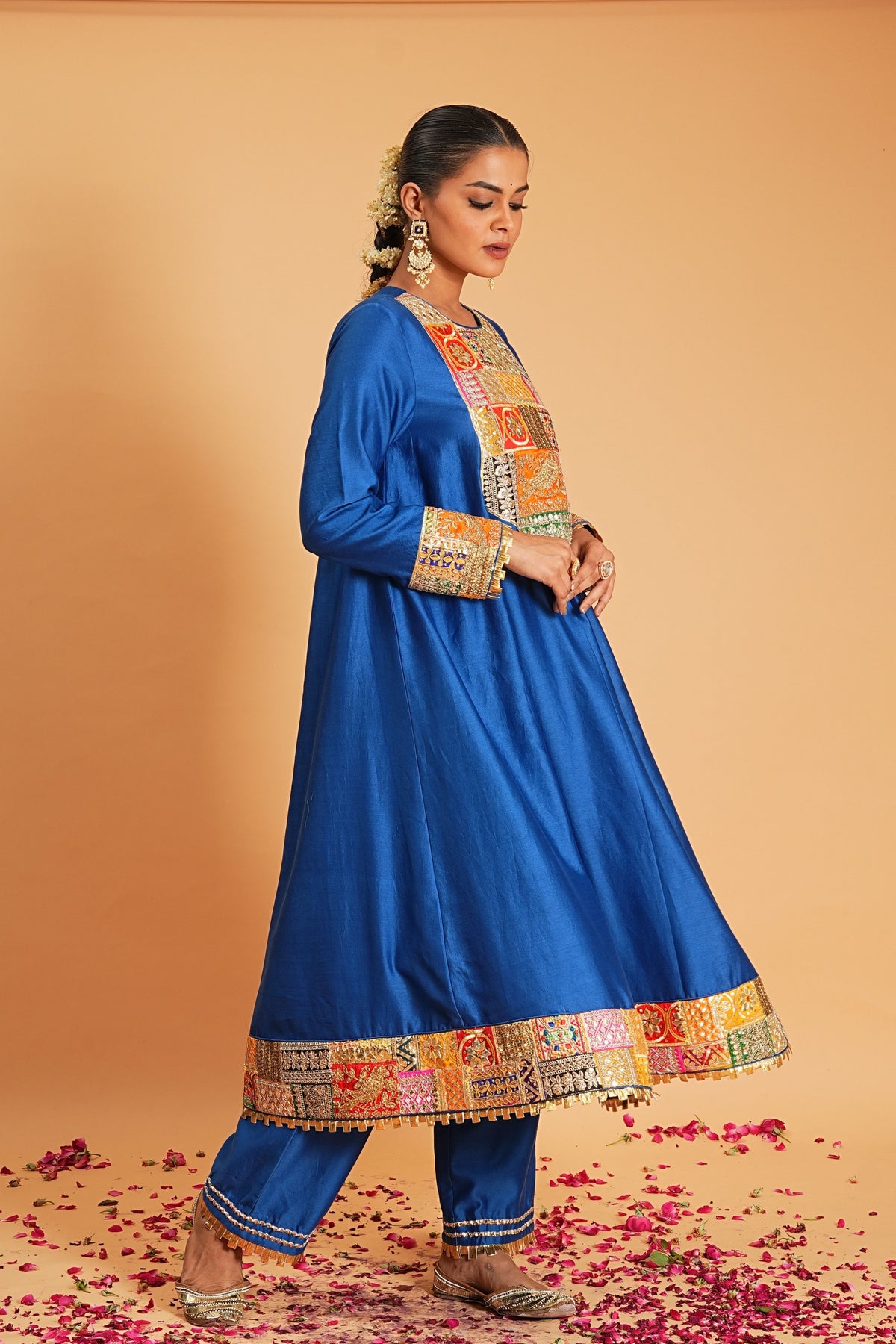 Blue Chanderi Kurta Set