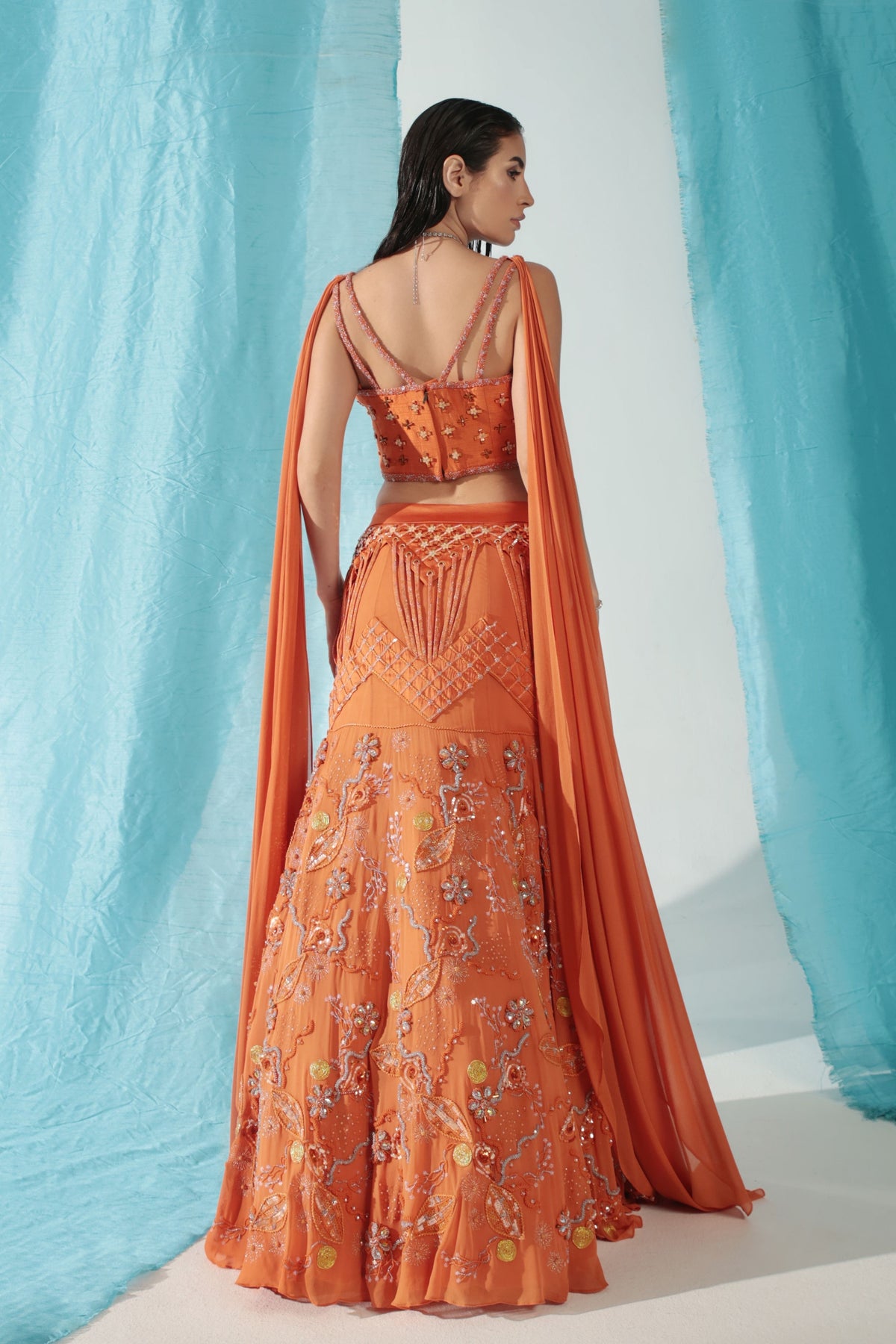 Apricot Lehenga Set