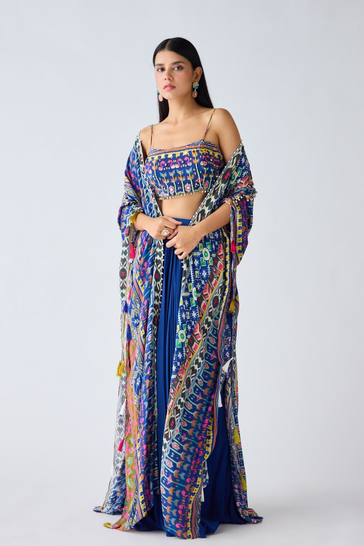 Blue Printed Cape Set