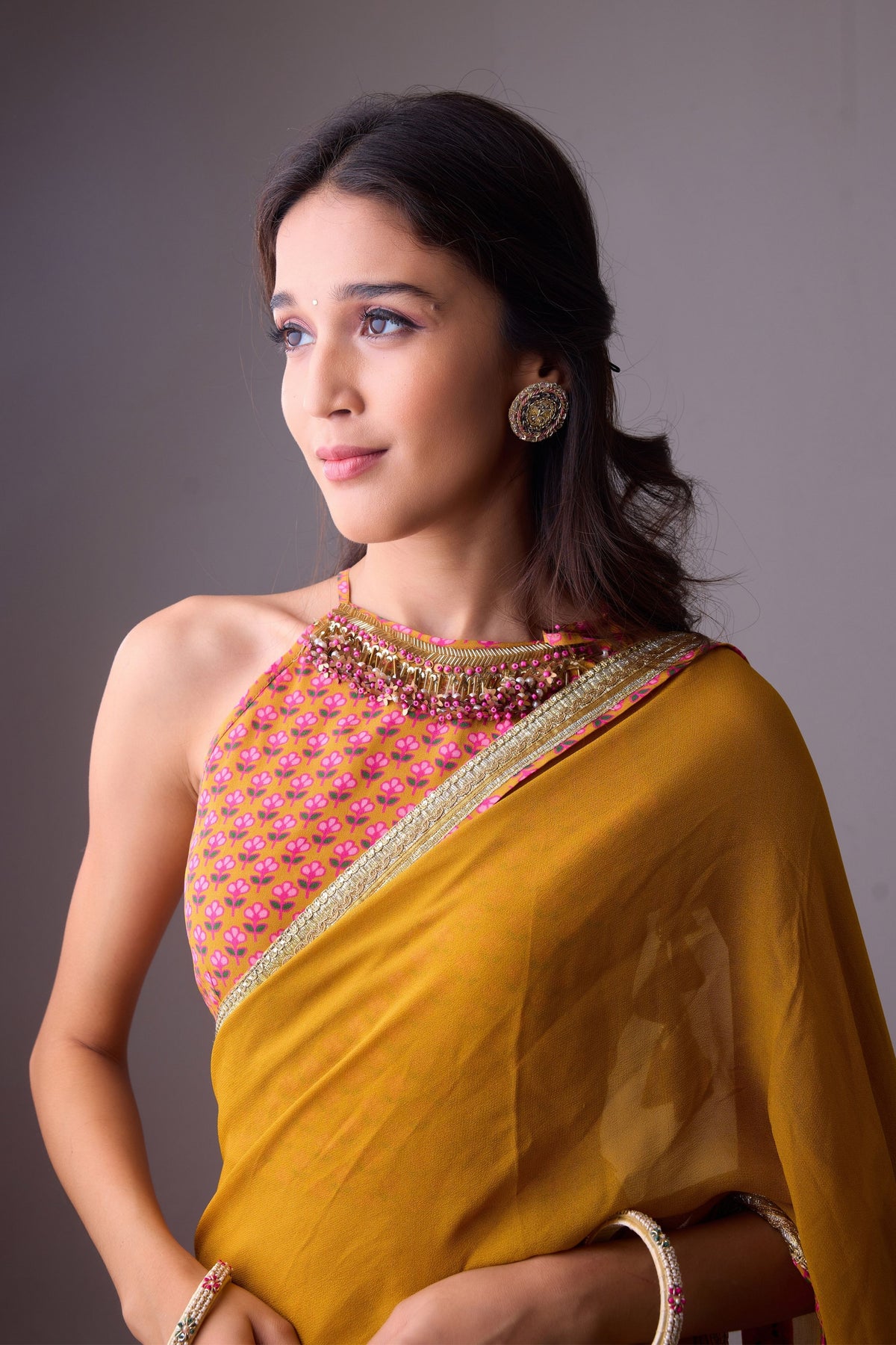 Georgette Saree With Crepe Blouse