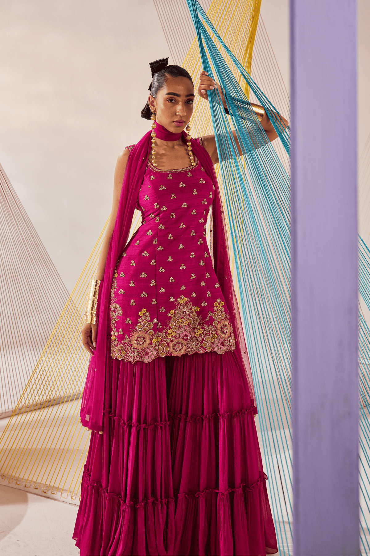 Magenta Pink Tarangita Sharara Set