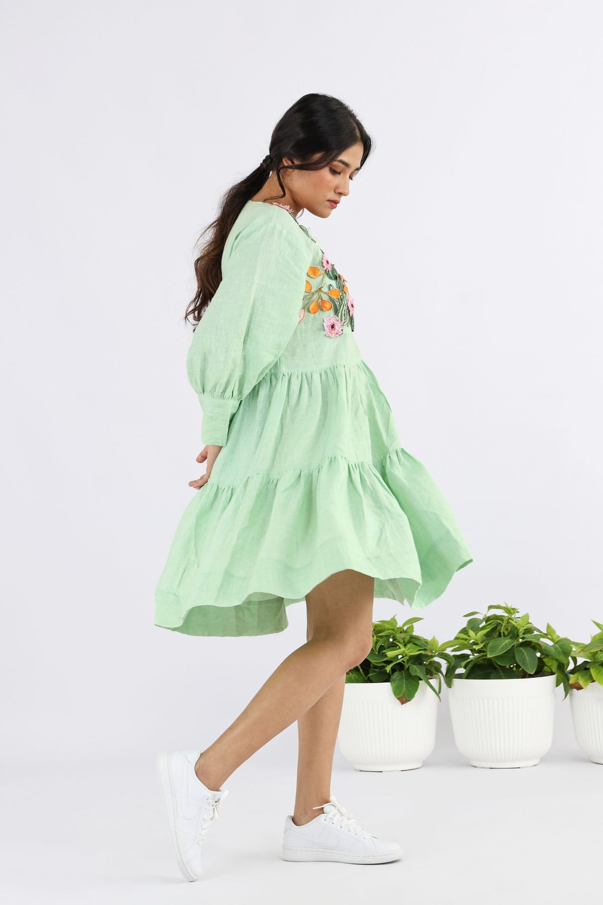 Pale Green Barrel Flare Dress