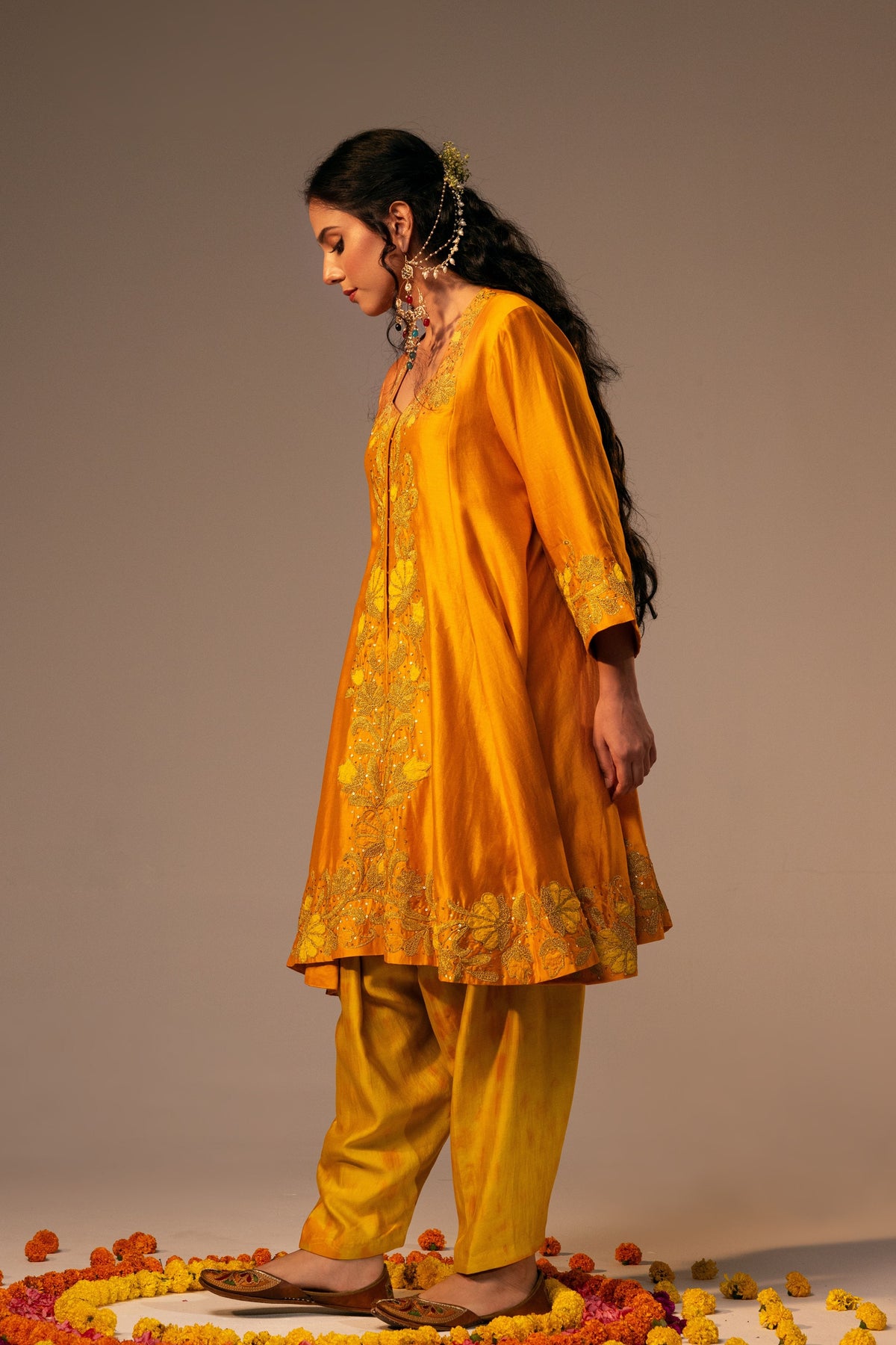 Orange Kurta With Salwar