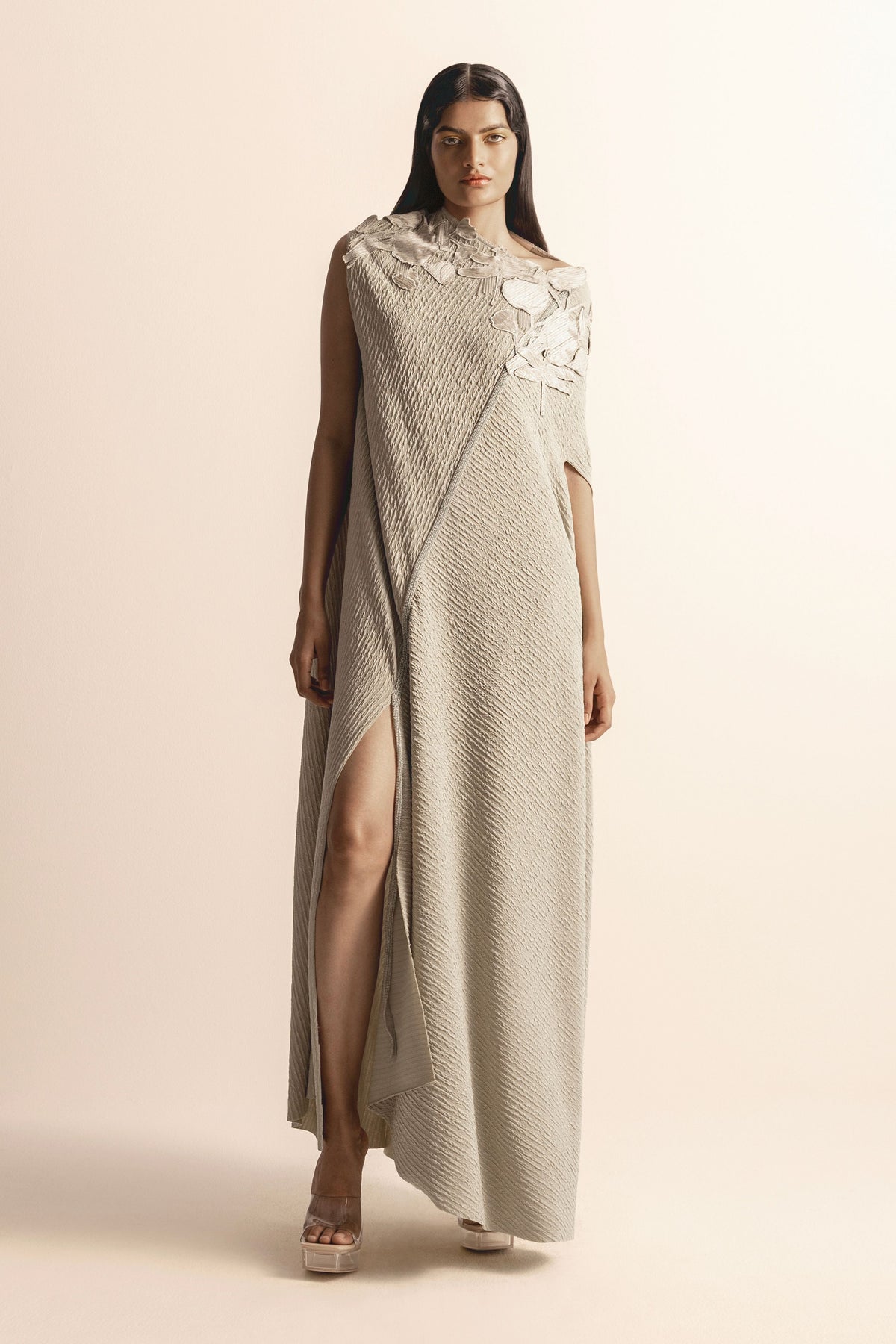 Nadru Asymmetrical Knit Draped Dress