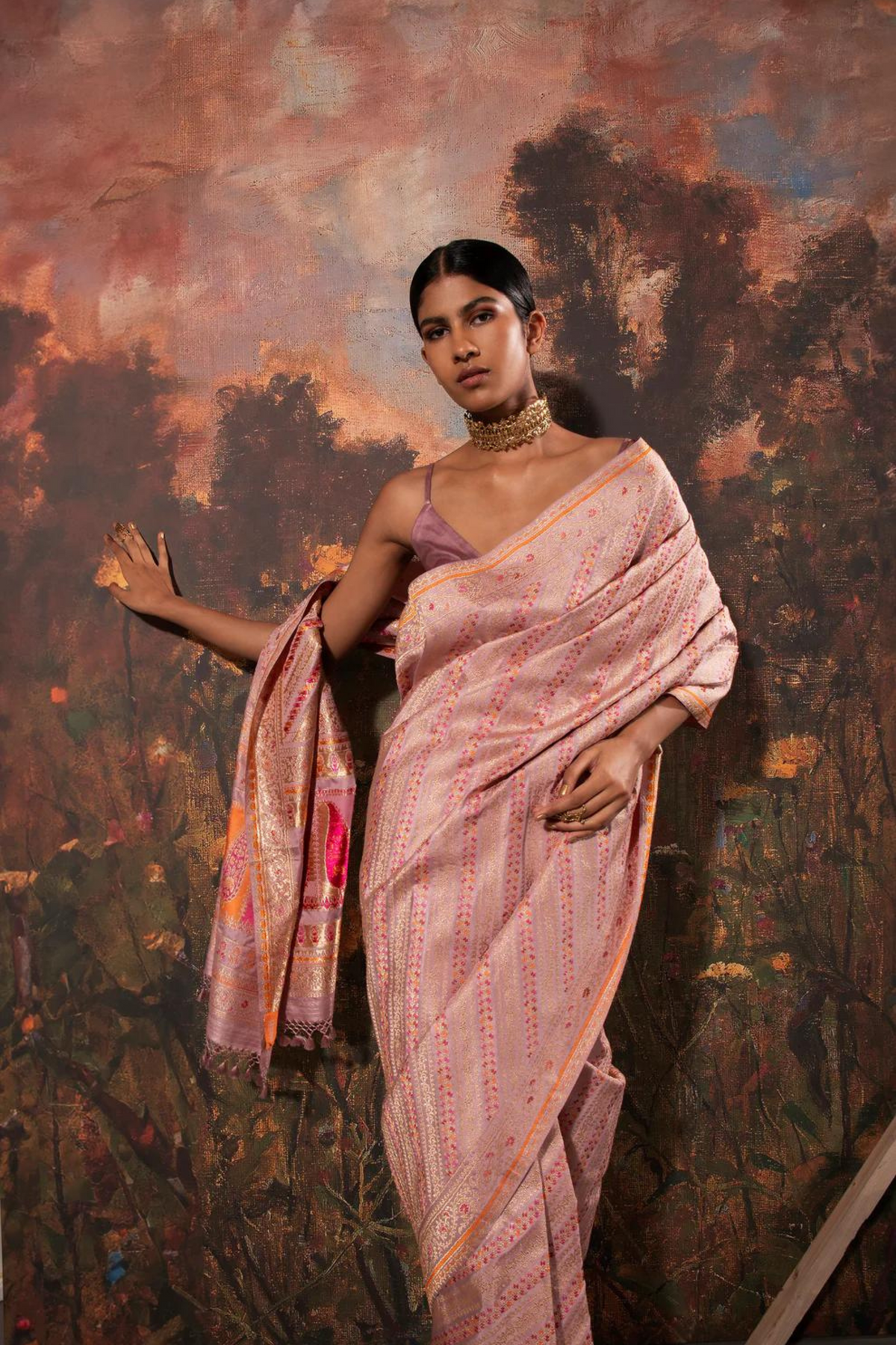 Handwoven Mauve Silk Saree