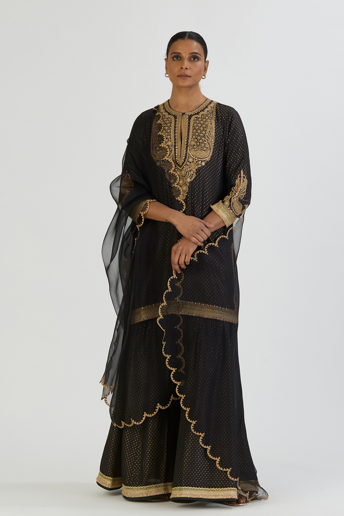 Black Aza Kurta and Sharara