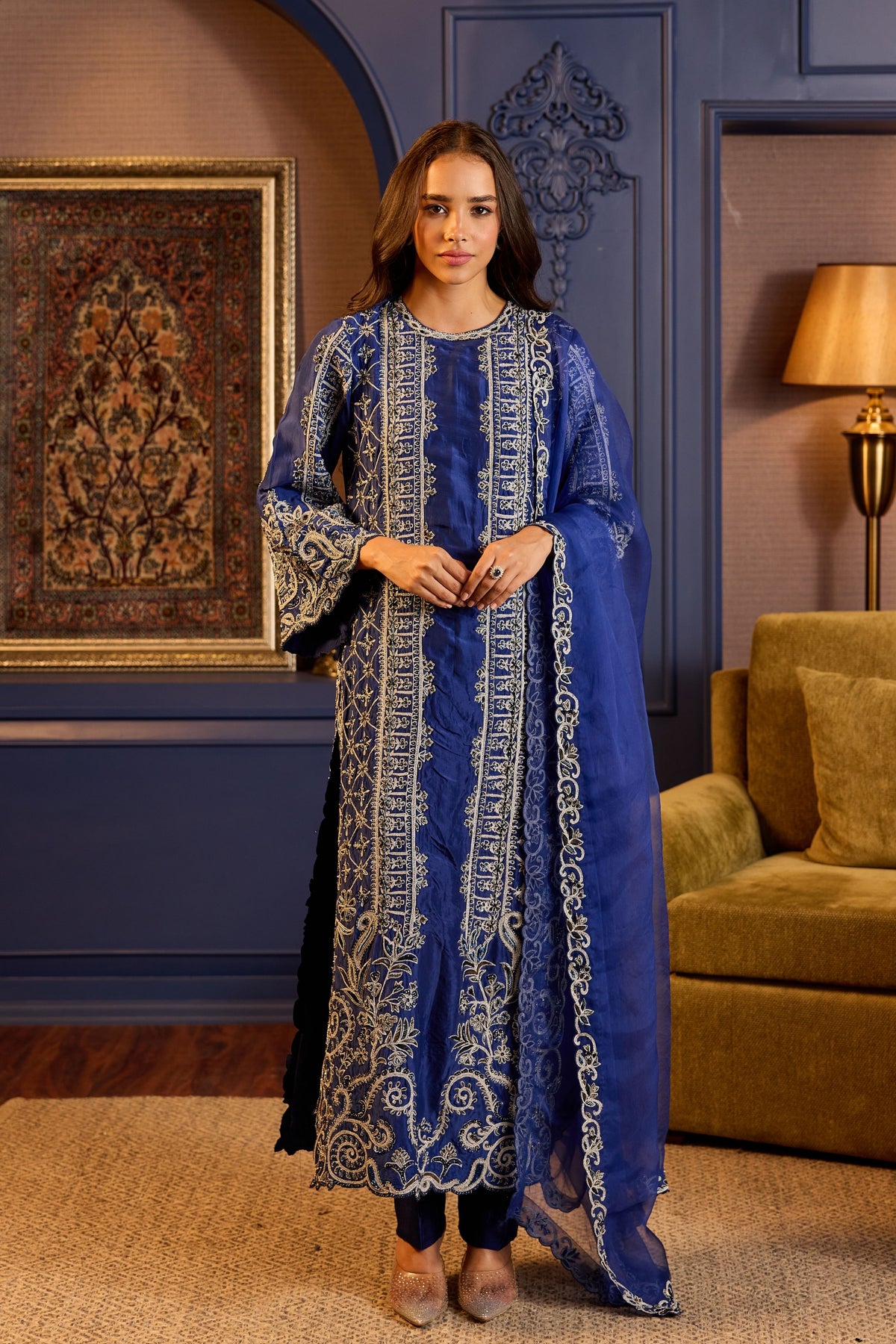 Stunning Blue Silk Pakistani Suit