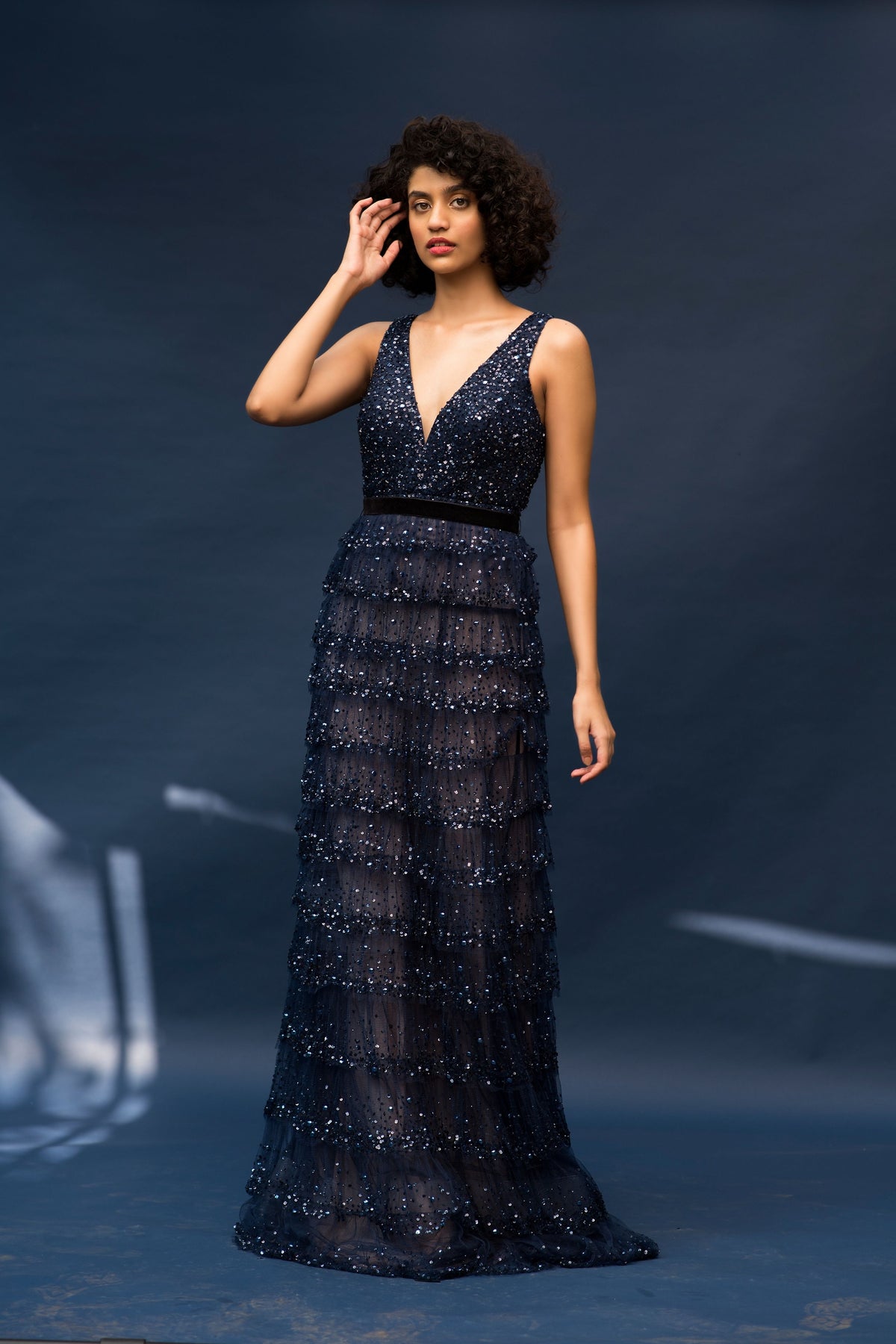 Navy Daisy Gown