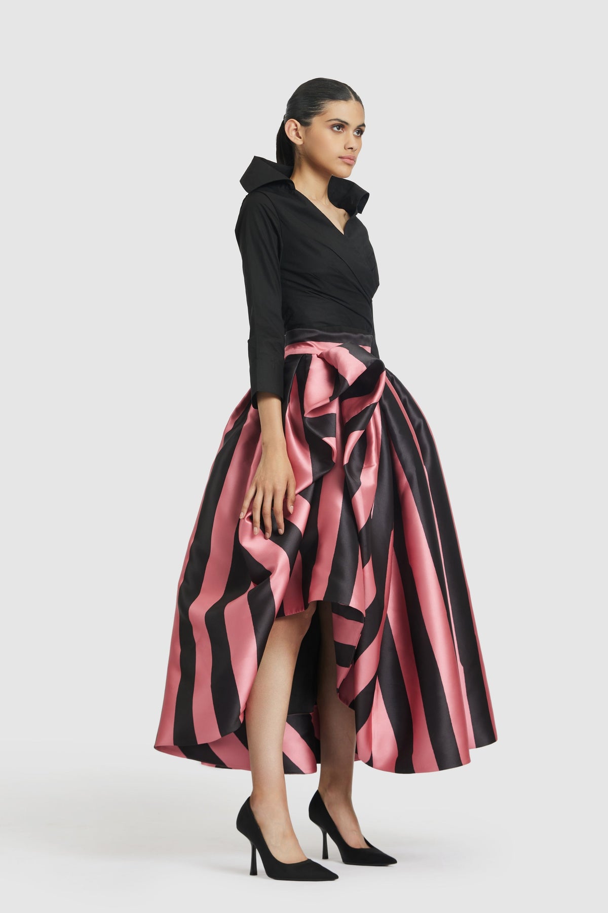 Pink &amp; Black Tea Length Skirt