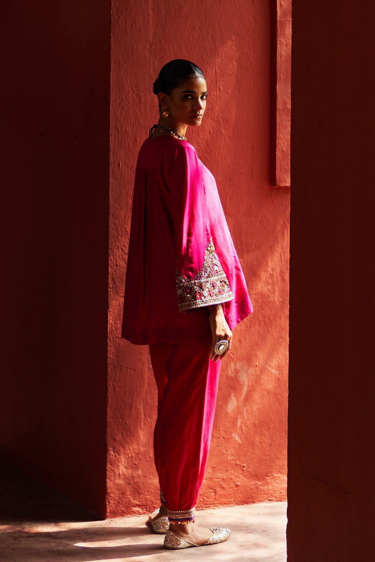 Pink Embroidered Kurta Set