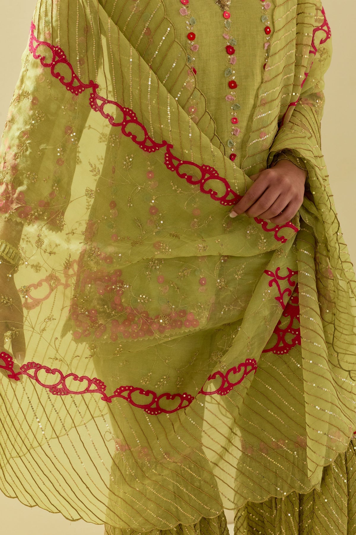 Green Sharara Set