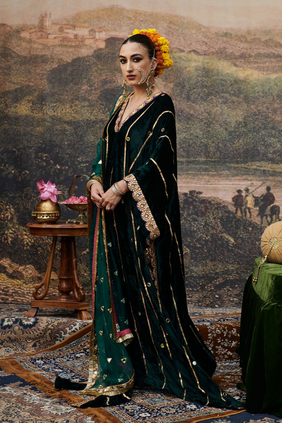 Azal Makhmali Kaftan With Dupatta