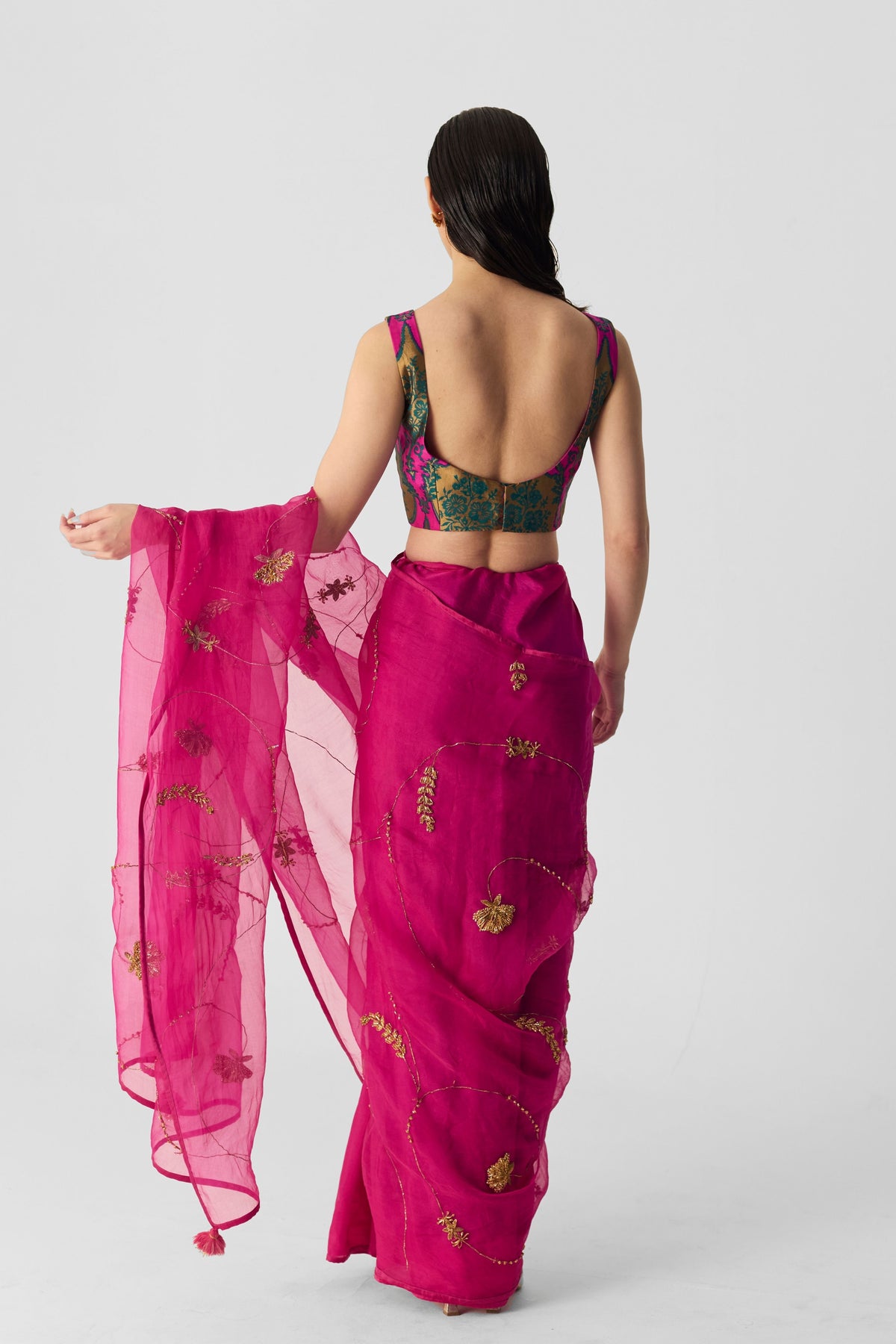 Pink Embroidered Saree