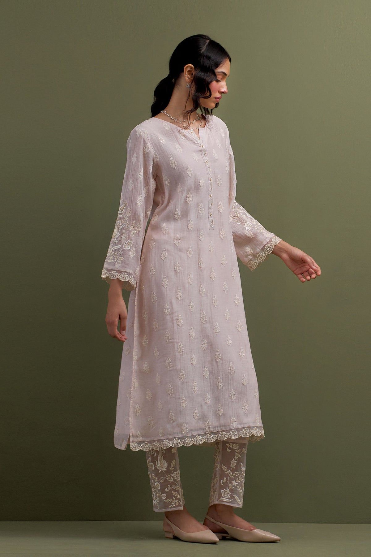 Pink Embroidered Kurta Set