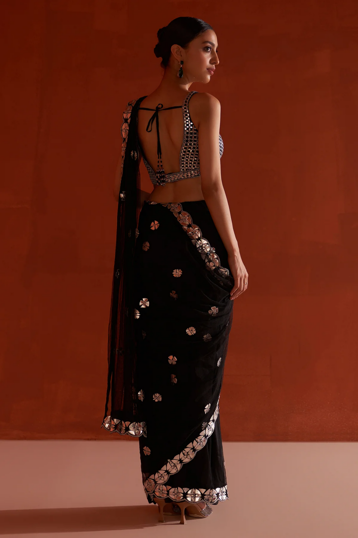 Black Net Saree