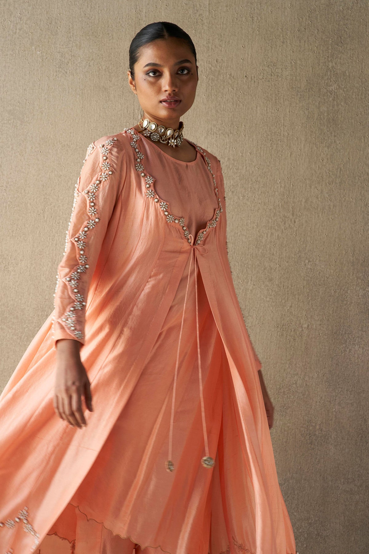 Rafat Coral Anarkali Set