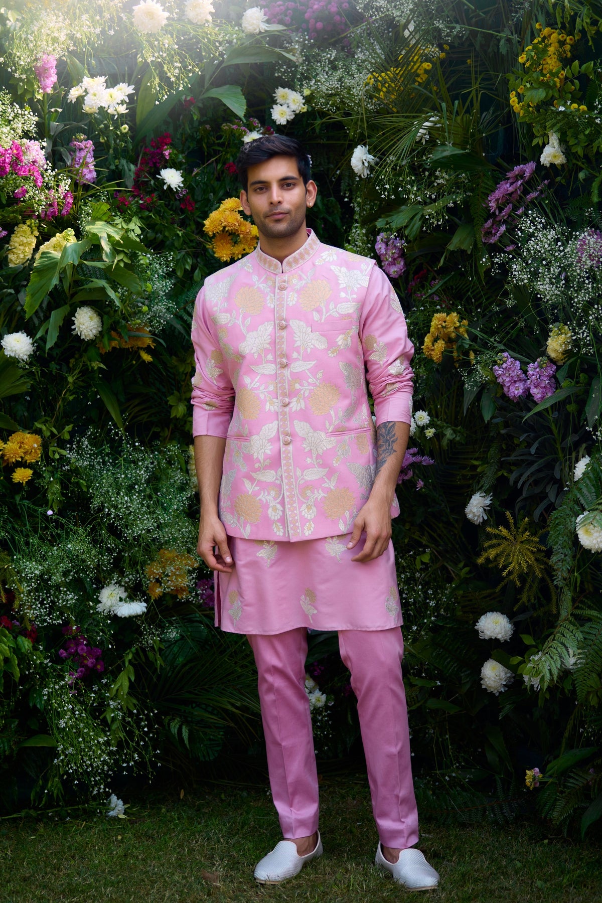 Orchid Pink Waist Coat Kurta Set