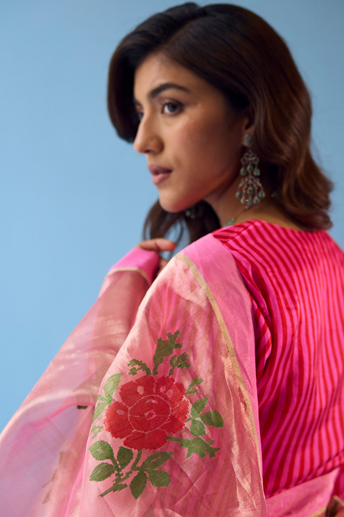 Vivacious Fuchsia Jamdani Saree