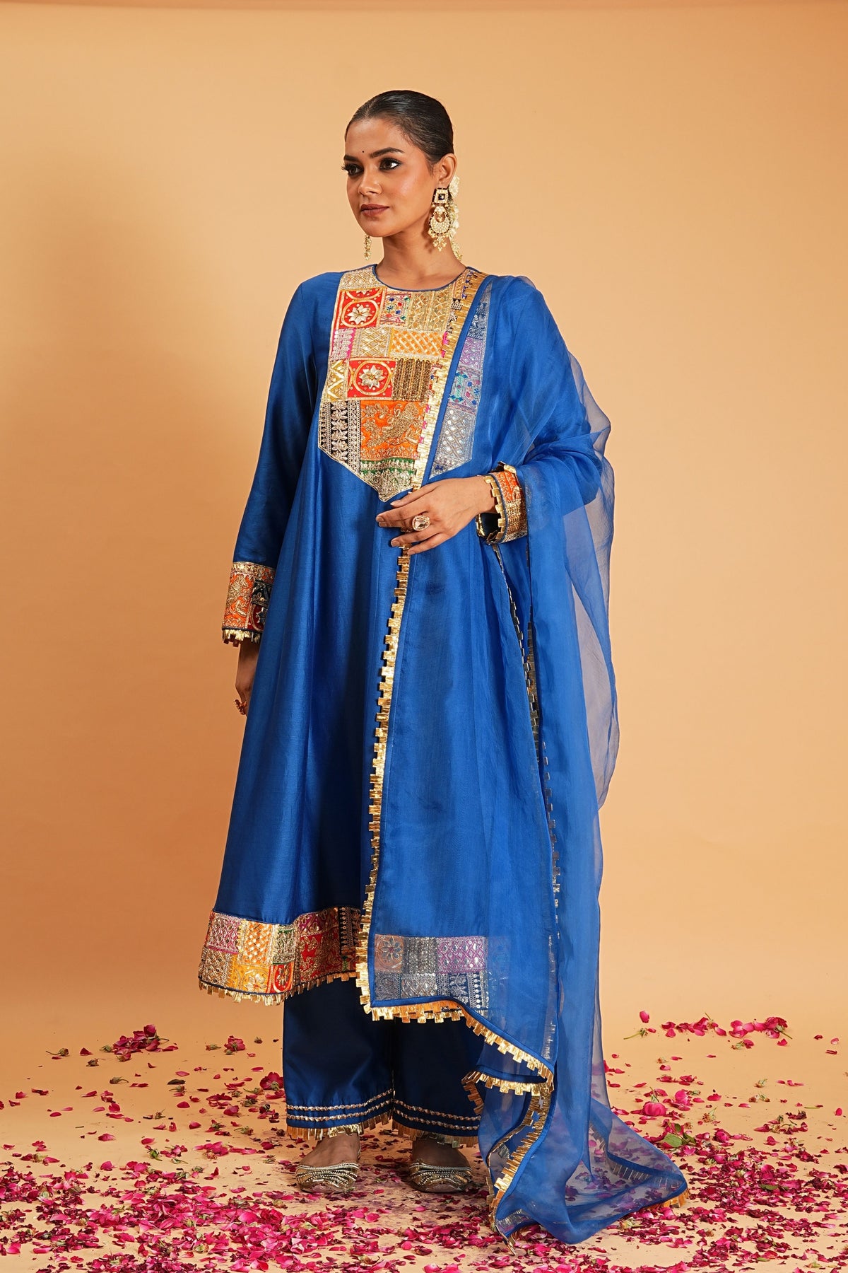 Blue Chanderi Kurta Set