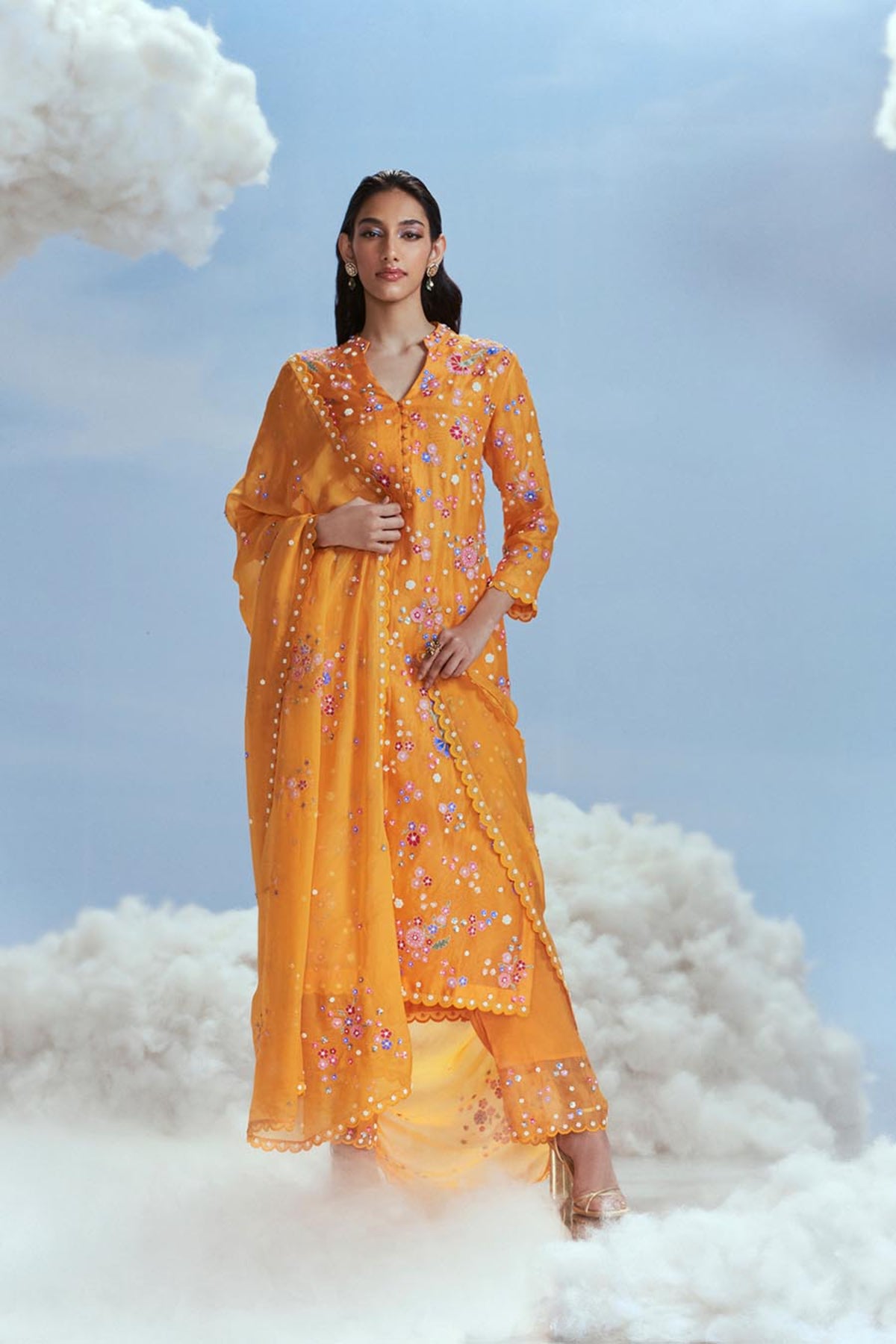 Yellow Izmir Carnations Kurta Set