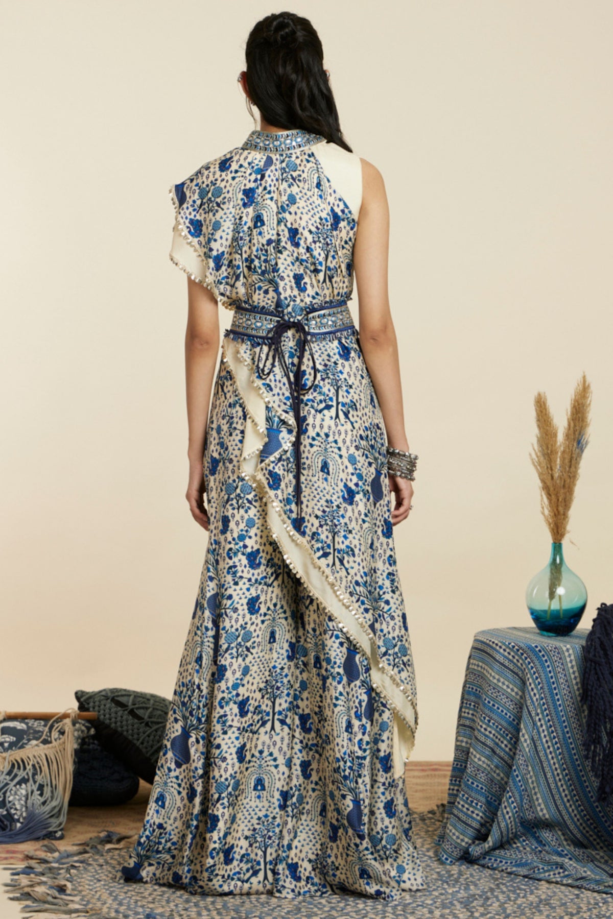 Safar Blue Jaal Print Sharara Set