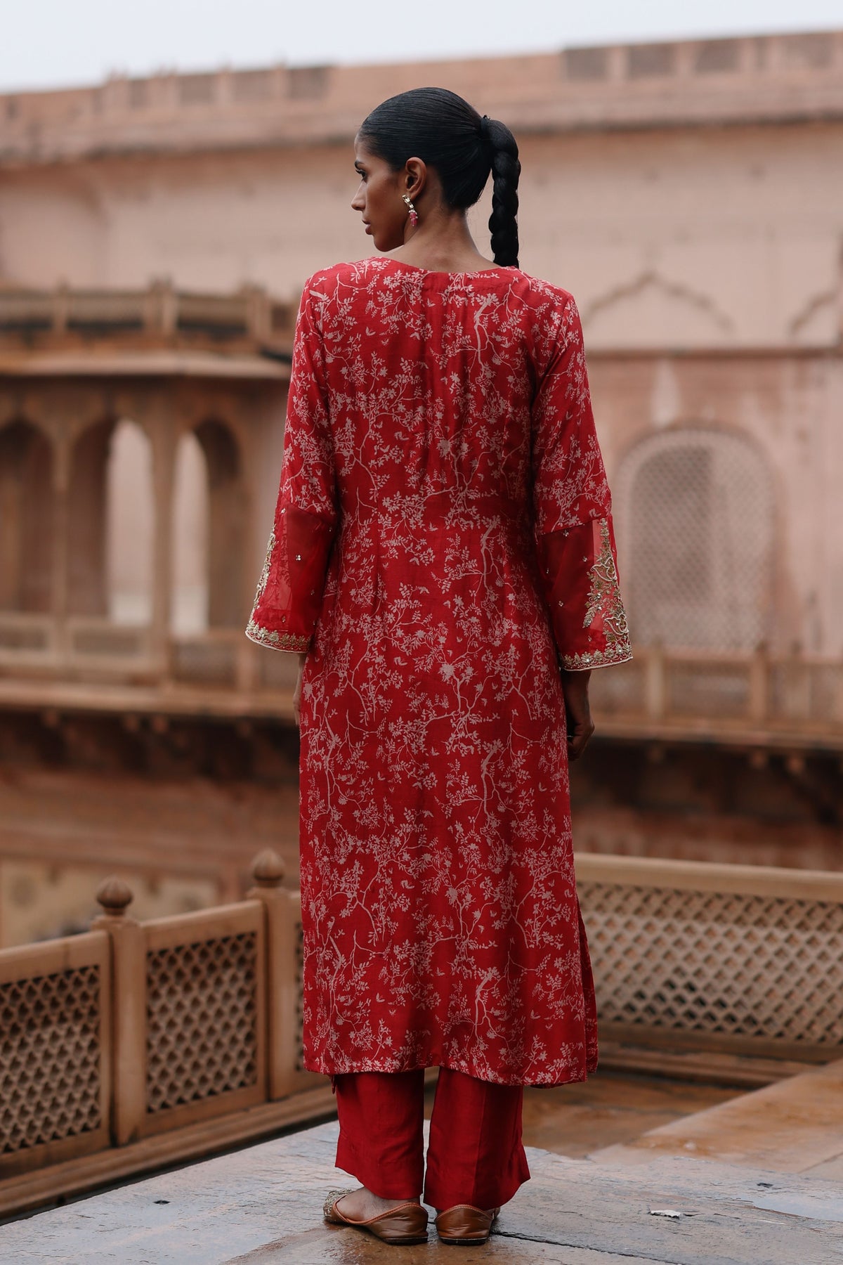 Red Sequin Kurta Set