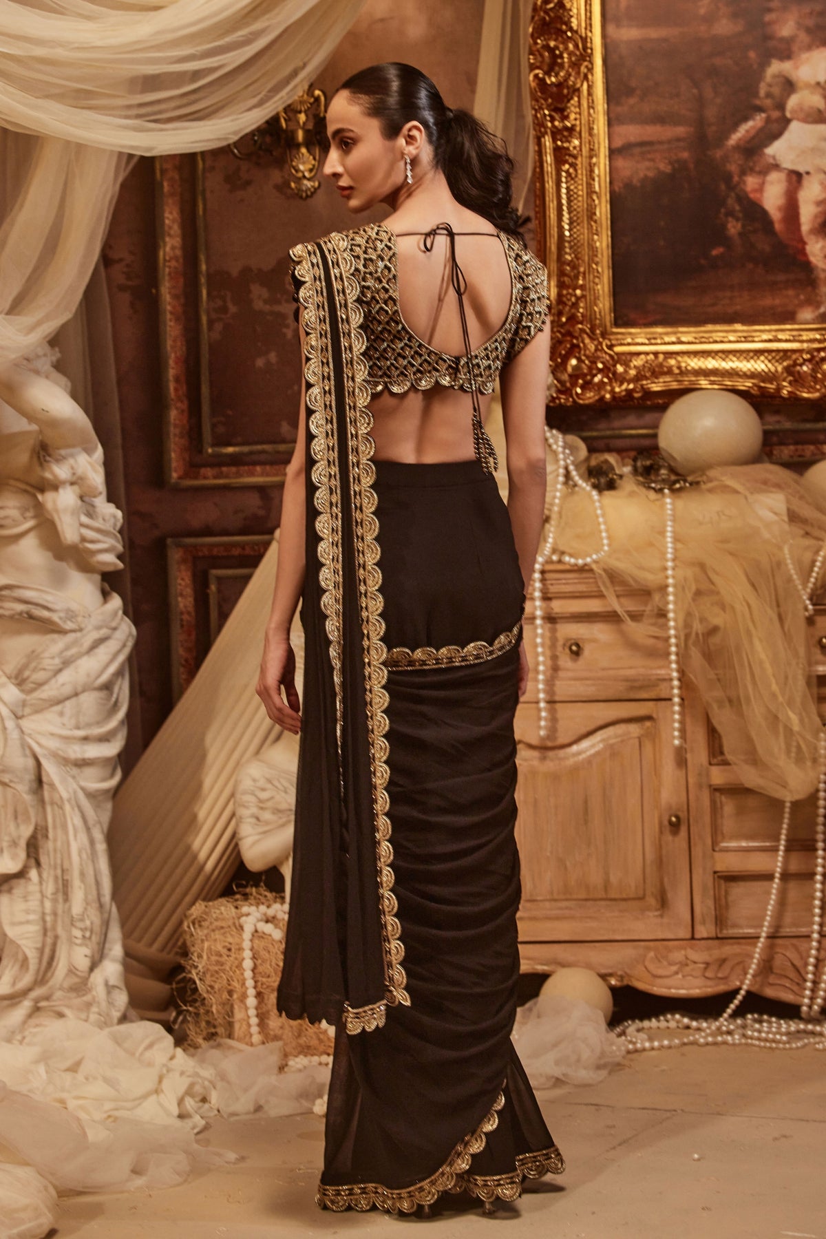 Caelia Black Draped Saree