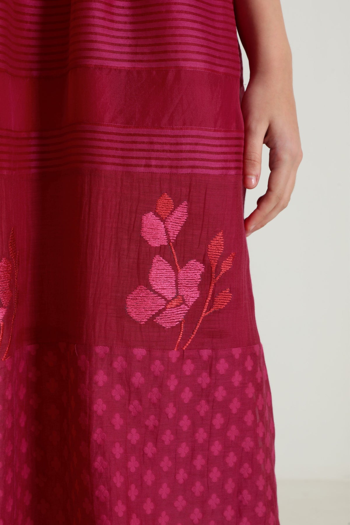 Fuchsia  Embroidery Dress